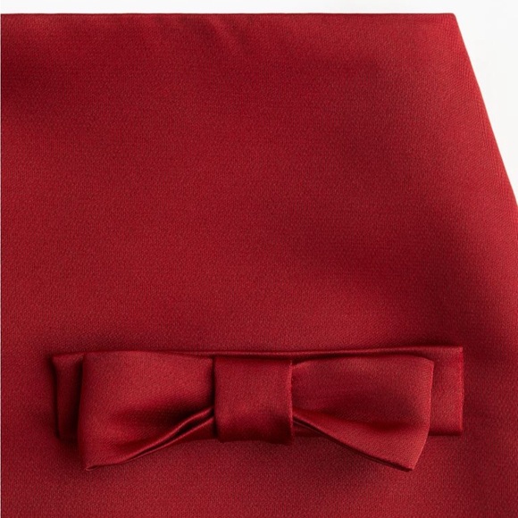 NWT H&M Elegant Red Skirt with Bow Accents - Picture 4 of 7